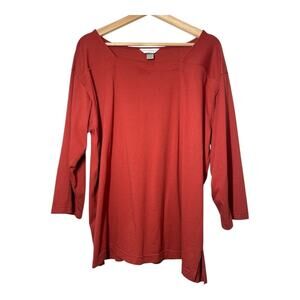 Christopher & Banks Burnt Orange T-Shirt Square Neck 3/4 Sleeve Size XL